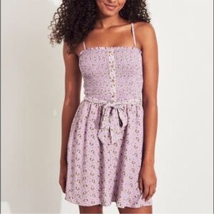 Hollister Women's Smocked Lavender Floral Mini Dress Size Small